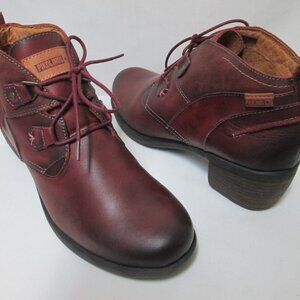 Pikolinos Le Mans Leather ankle boots burgundy Women NEW no box Size 42 sz 10.5